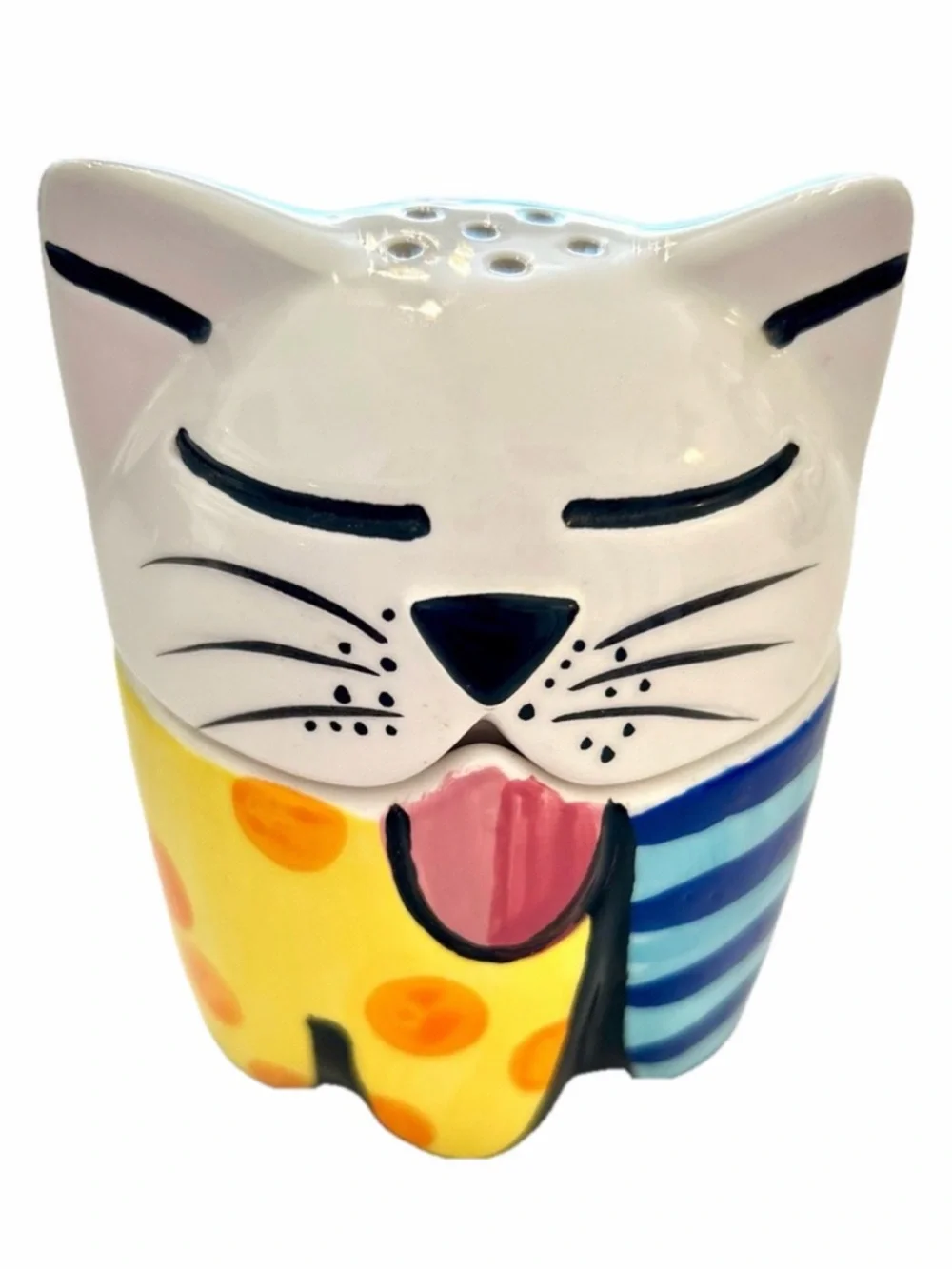 Romero Britto Cat Stacking Salt & Pepper Shakers Collectible Artist Decor